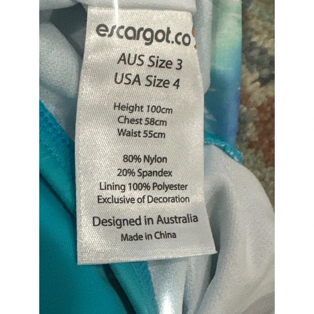 Escargot Swimsuit Girls 4 Multi Tropical Palm One Piece NWT‎